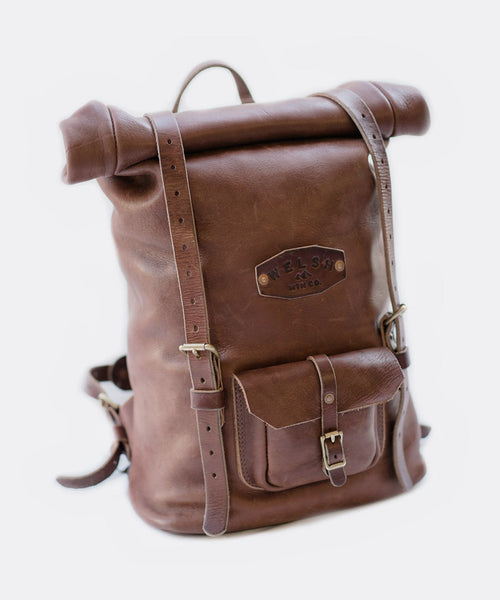 Rolltop on sale leather backpack