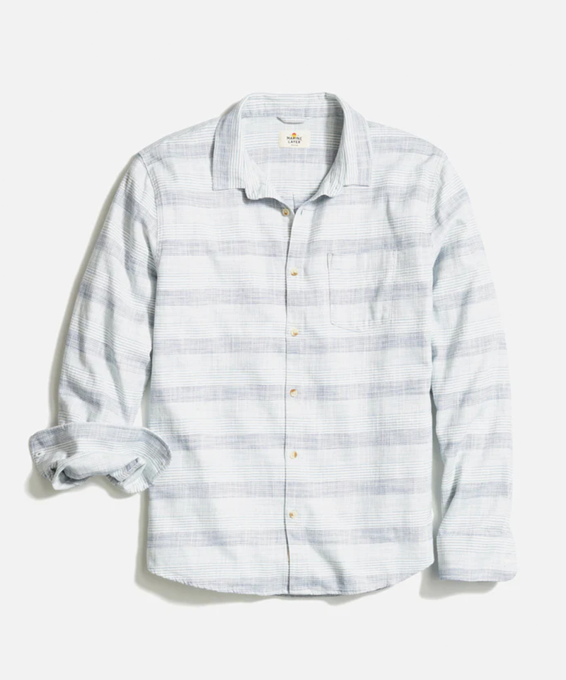 Classic Stretch Selvage Long Sleeve Shirt in Blue Baja Stripe