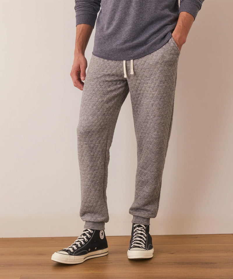 Corbet Quilted Jogger in Gray Heather