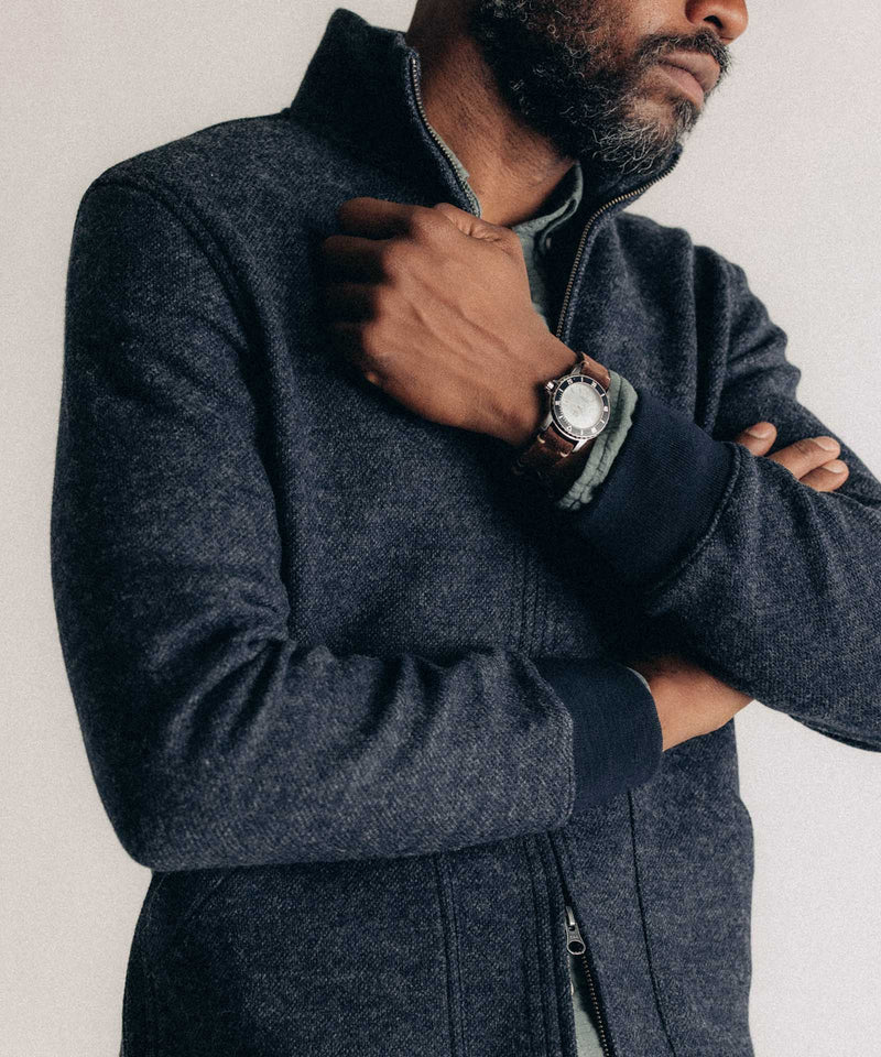 The Evans Jacket in Navy Birdseye Wool