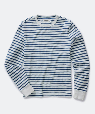 The Organic Cotton Long Sleeve Tee in Indigo Stripe