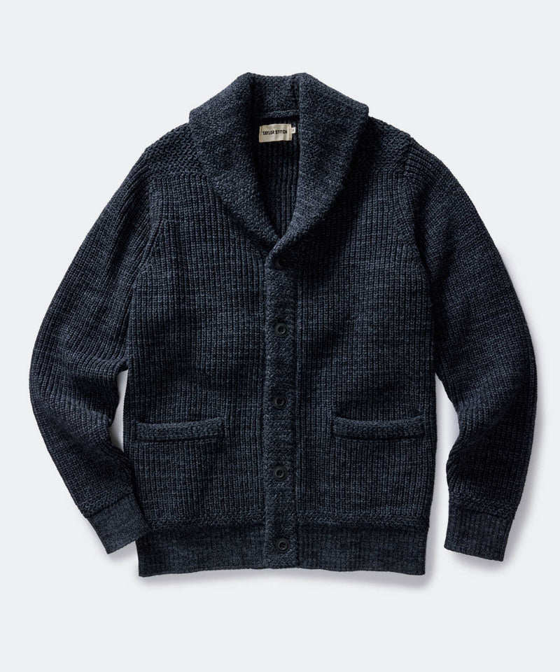 The Mariner Shawl Cardigan in Ink Slub