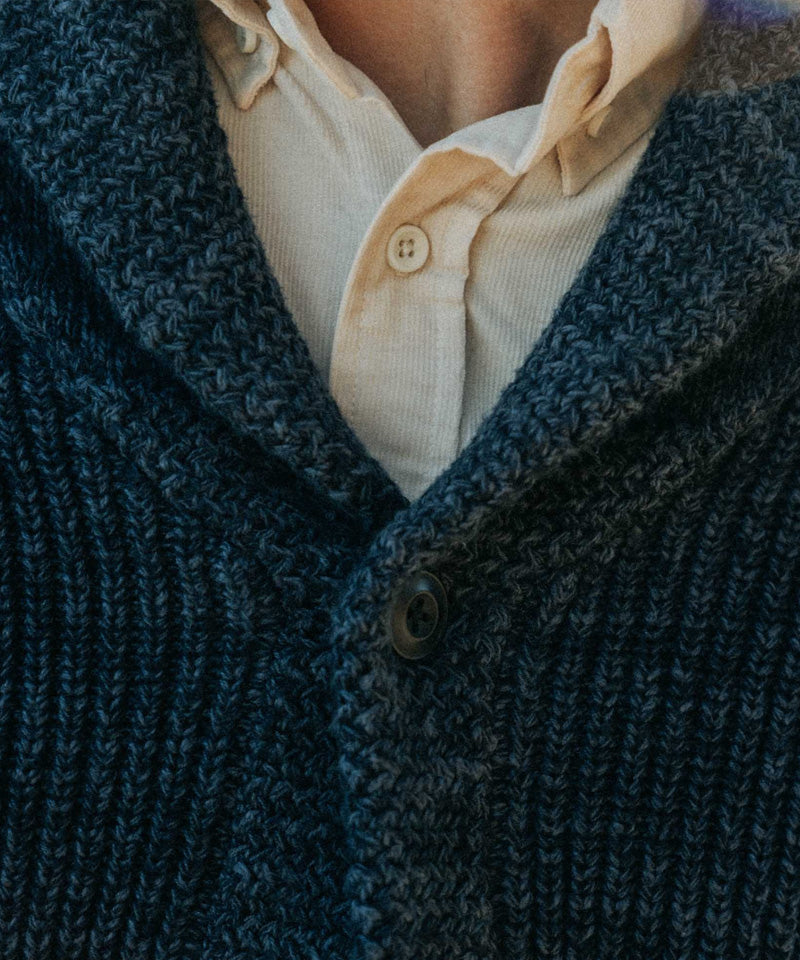 The Mariner Shawl Cardigan in Ink Slub