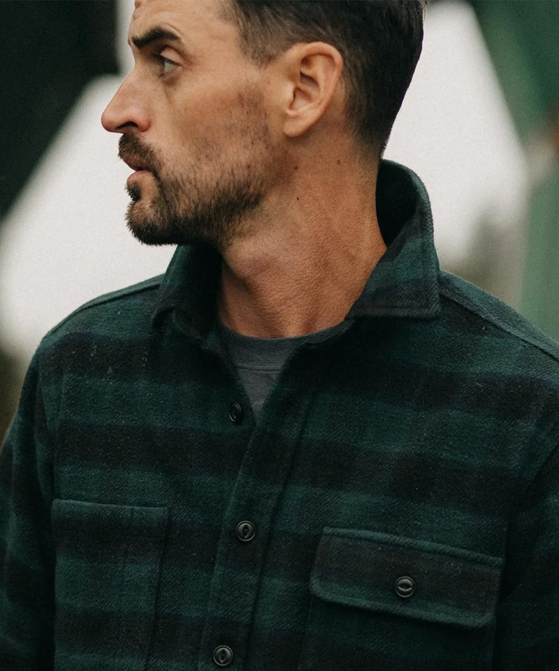 The Moto Utility Shirt in Black Pine Plaid