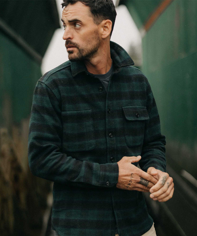 The Moto Utility Shirt in Black Pine Plaid