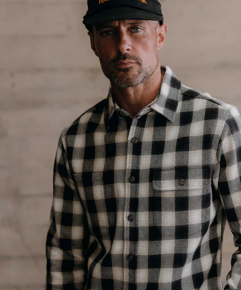 The Moto Utility Shirt in White Smoke Plaid