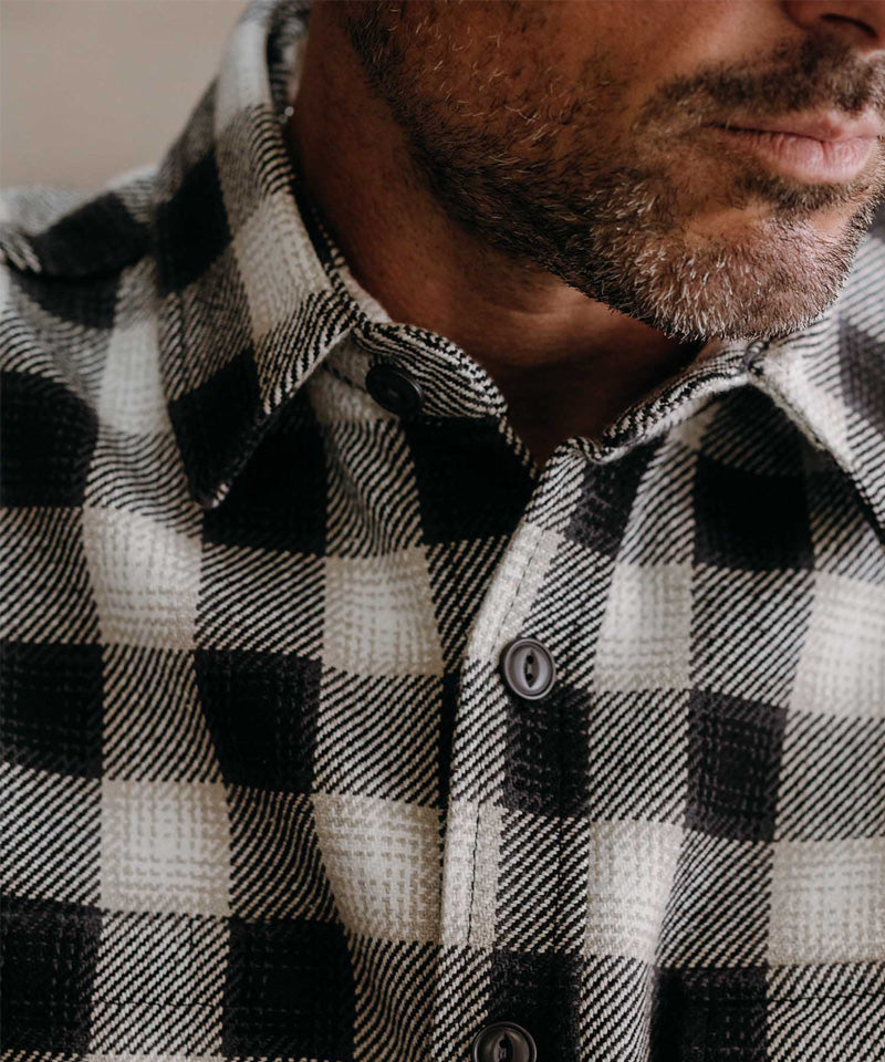 The Moto Utility Shirt in White Smoke Plaid