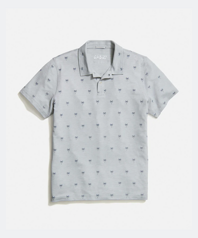 Air Printed Polo in Light Grey Palm Print