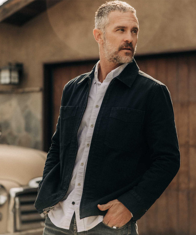 The Station Jacket in Dark Navy Broken Twill