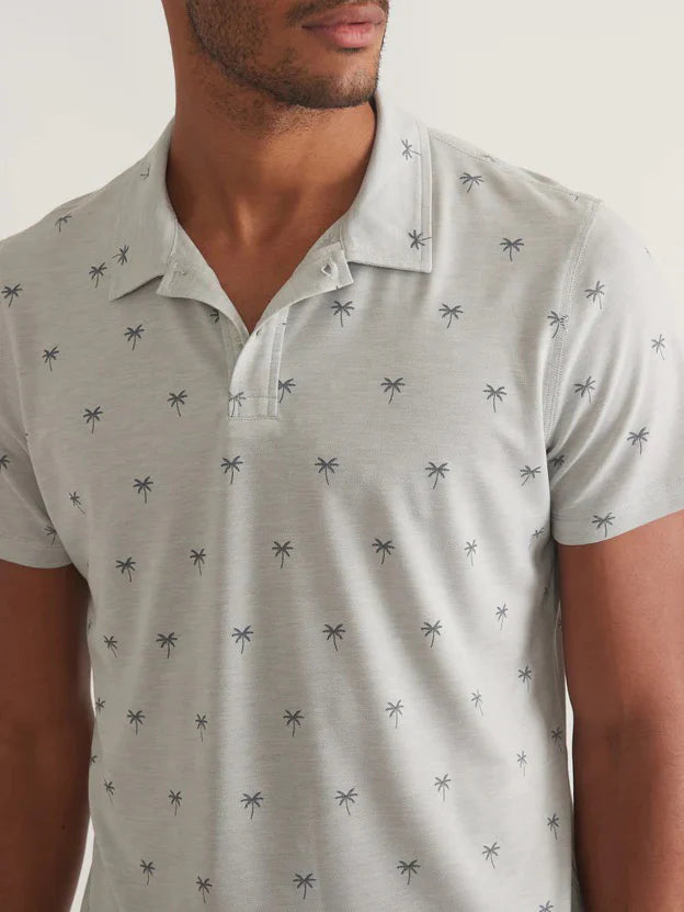 Air Printed Polo in Light Grey Palm Print