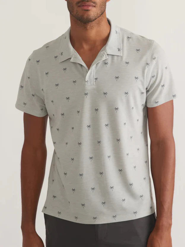 Air Printed Polo in Light Grey Palm Print