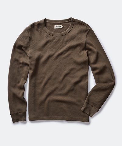 The Organic Cotton Waffle Crew in Fatigue Olive