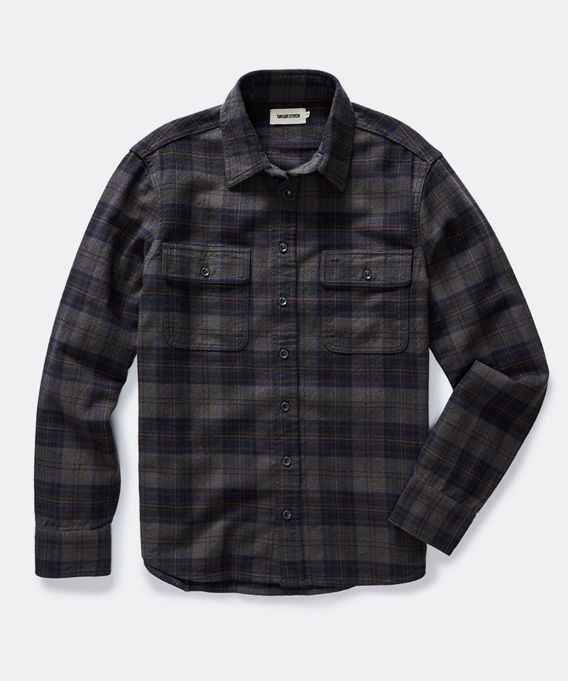 The Ledge Shirt in Heather Granite Plaid