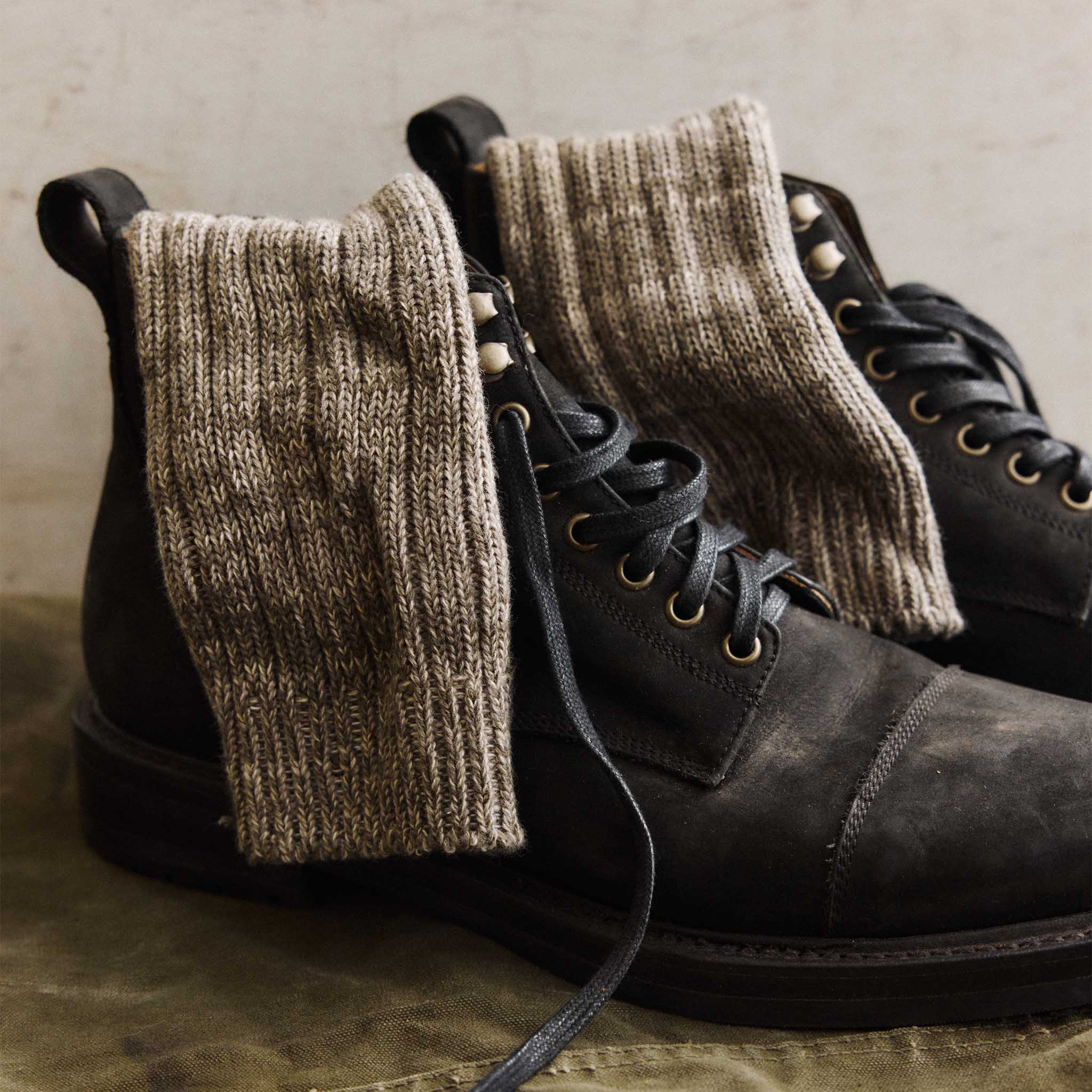 The Camp Sock in Marled Smoked Olive