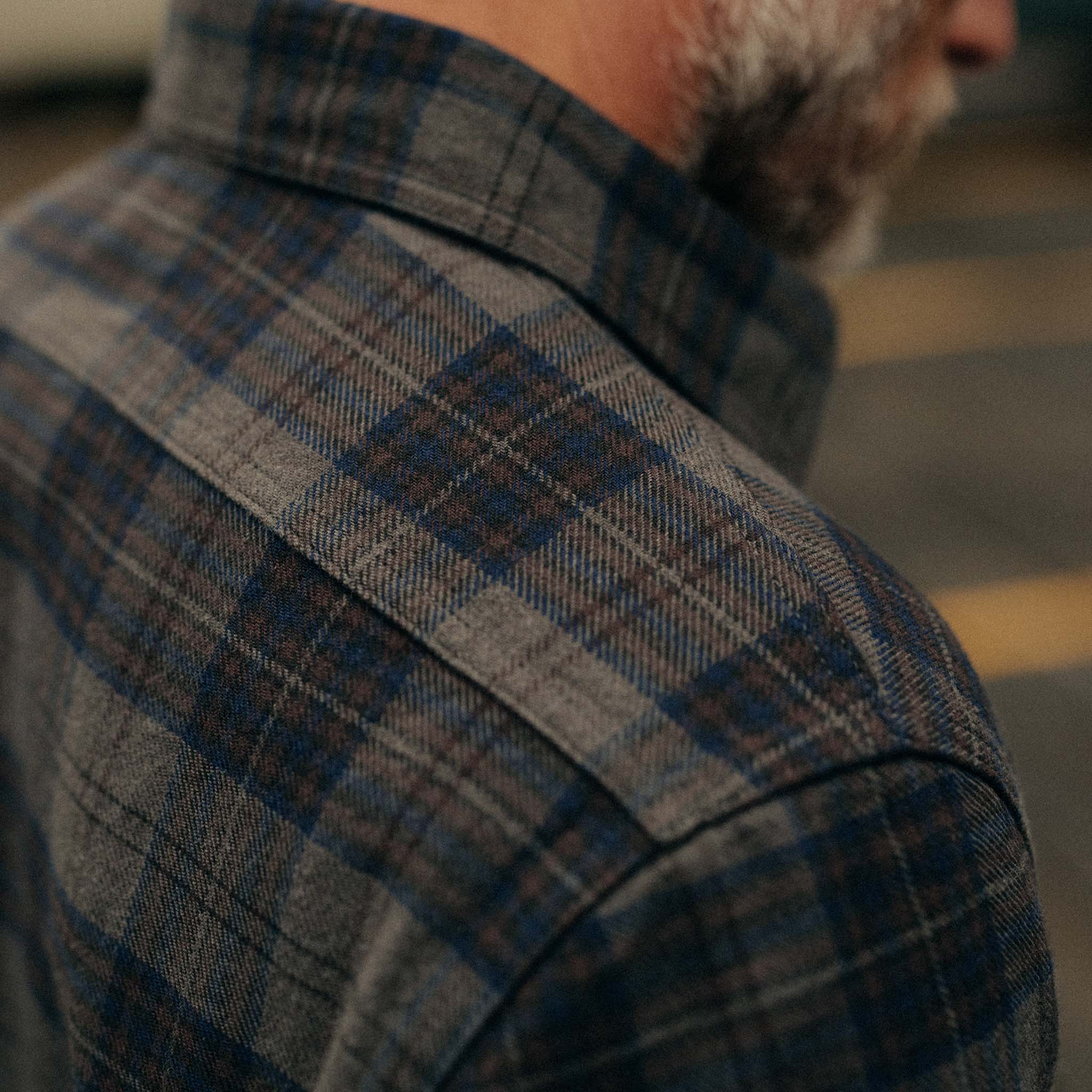 The Ledge Shirt in Heather Granite Plaid