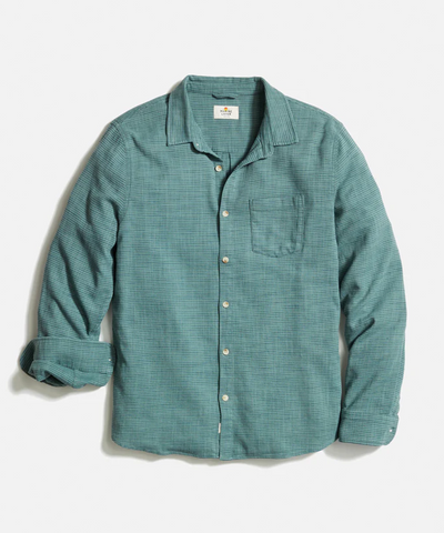 Classic Stretch Selvage Long Sleeve Shirt in Mallard Green Stripe