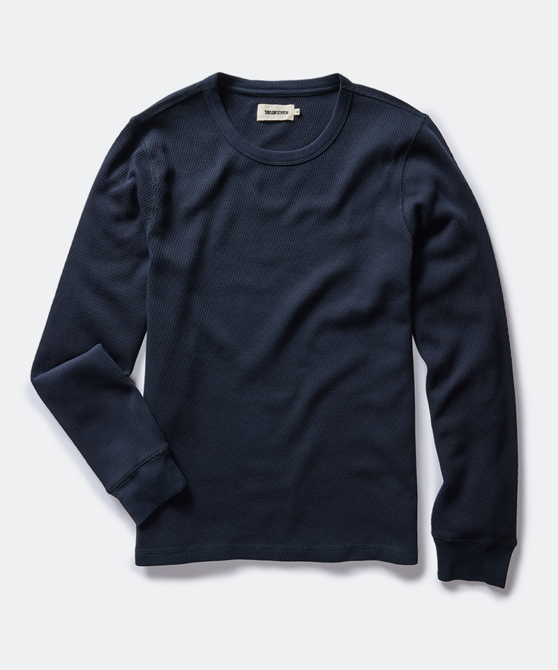 The Organic Cotton Waffle Crew in Dark Navy