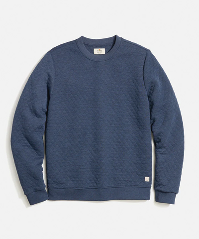 Corbet Quilted Crewneck in Navy Heather