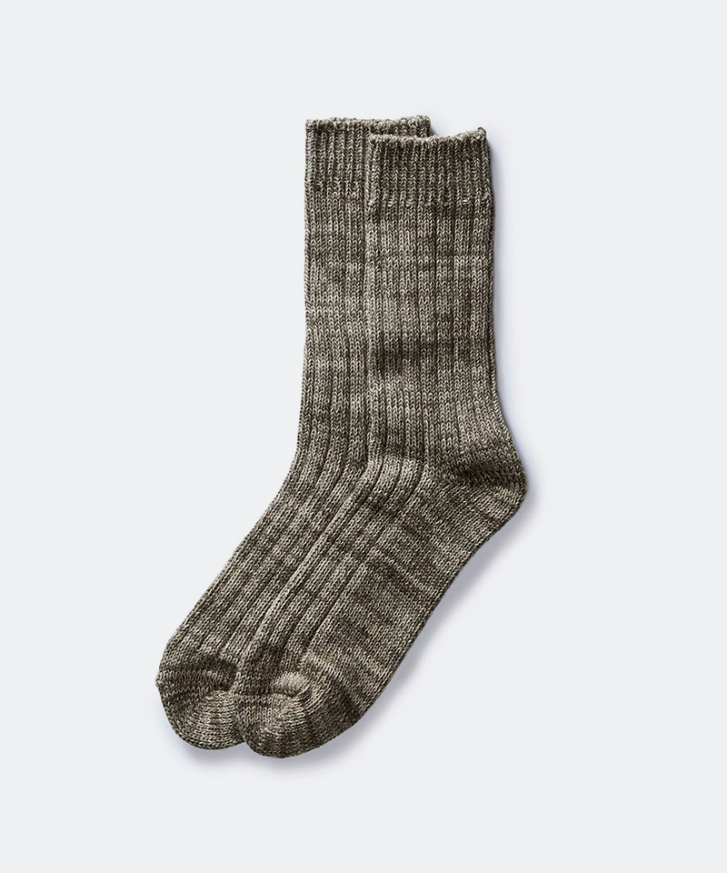 The Camp Sock in Marled Smoked Olive