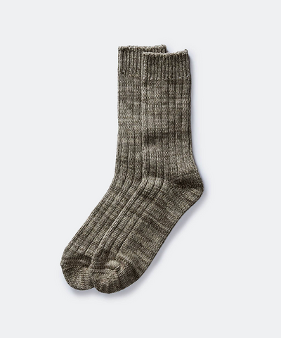 The Camp Sock in Marled Smoked Olive