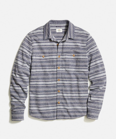 Pacifica Stretch Twill Shirt in Navy/Grey Baja Stripe