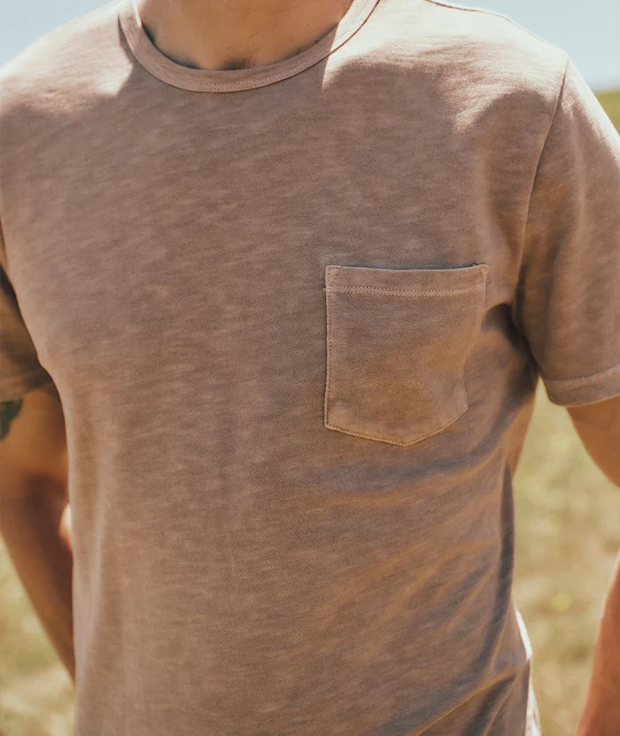 Vintage Heavy Slub Pocket Tee in Taupe