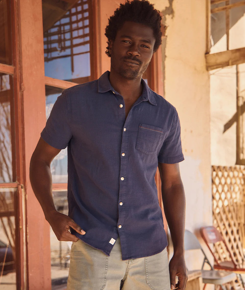 Classic Stretch Selvage Short Sleeve Shirt in Mood indigo