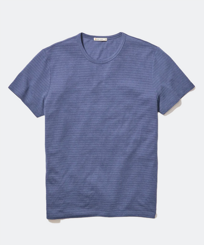 Signature Jacquard Crew Tee in Mood Indigo