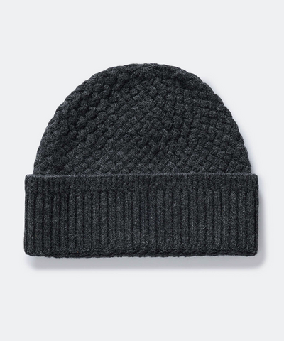 The Textured Knit Beanie in Heather Coal Merino