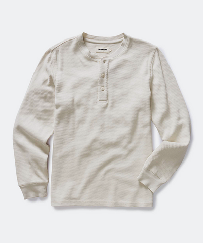 The Organic Cotton Waffle Henley in Vintage White